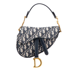 Pre-Loved Dior Mini Oblique Canvas Saddle Bag